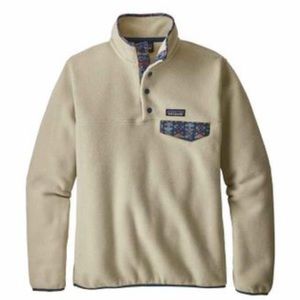 Patagonia Synchilla Snap-T Fleece Pullover Off White Pelican w/ Stone Blue Aztec